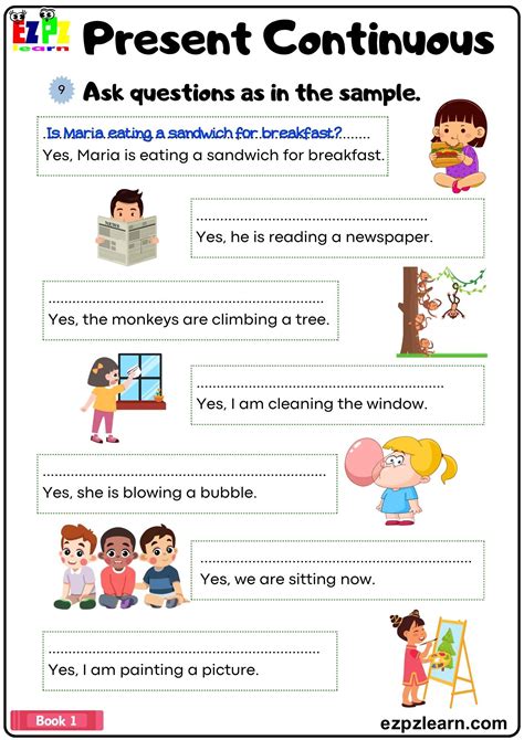 Present Continuous Write The Questions To The Answers Worksheet Book1