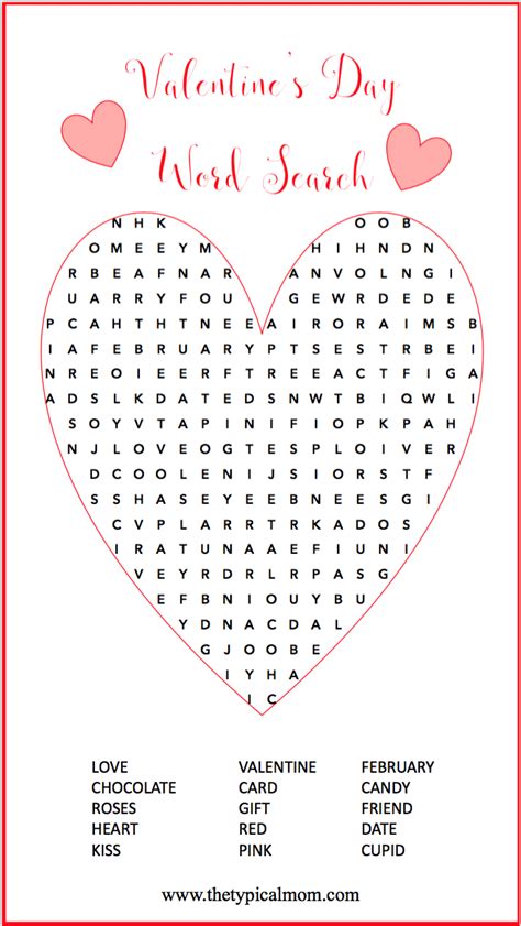 Valentines Day Word Search Free Printable Puzzlebillo