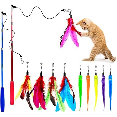 Amazon MeoHui Retractable Cat Feather Wand Toys Pack And 10PCS