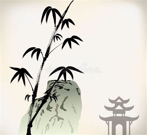 Ink Painted Bamboo Stock Vector Illustration Of Chinese