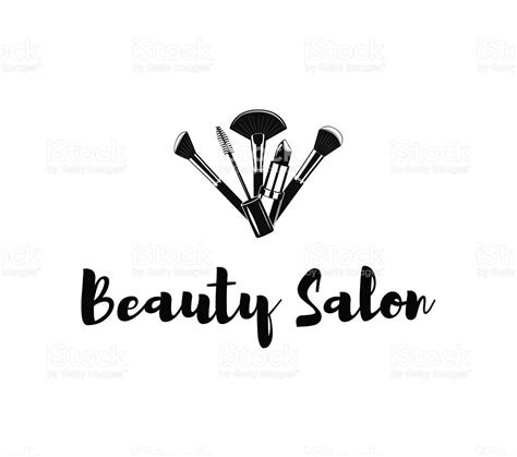 Beauty Salon Badge Makeup Brushes Logo Vector Illustration Isolated