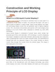 Lcd Docx Construction And Working Principle Of LCD Display ELECTRICAL