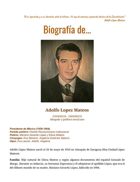 La Biografia De Adolfo Lopez Mateos