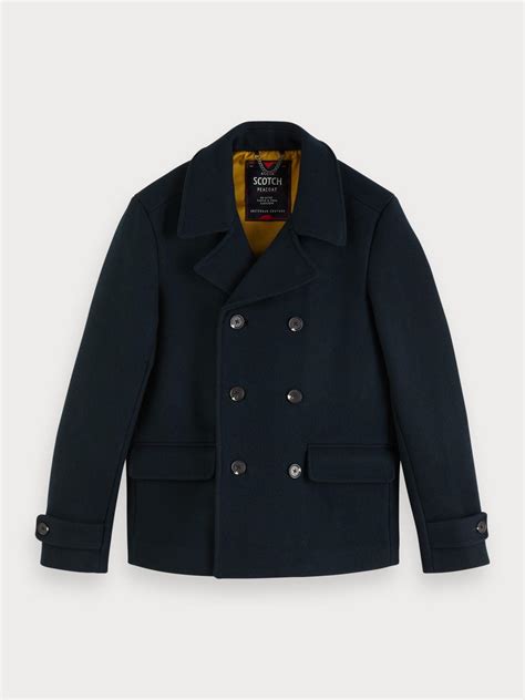 Scotch And Soda Wool Classic Pea Coat In Blue For Men Lyst