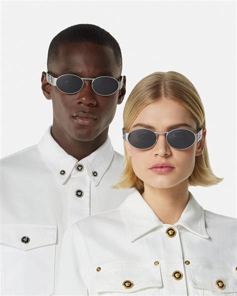 Medusa Deco Oval Sunglasses Blacksilver Versace