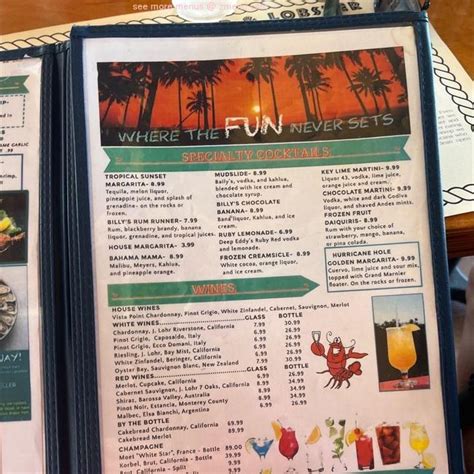 Online Menu of Billy's Stone Crab Restaurant, Tierra Verde, Florida ...