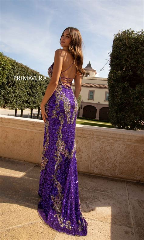 Lace Up Back Long Sequin Prom Gown Promgirl