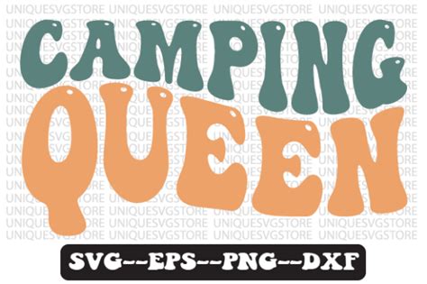 Camping Queen Hiking Retro Wavy Svg Graphic By Uniquesvgstore · Creative Fabrica