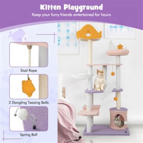 Hivvago Cute Cat Tree Cats Multi Level Tall Cat Tower With Sisal