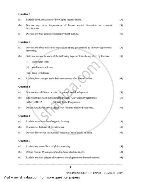 Economics 2018 2019 Isc Commerce Class 11 Set 1 Question Paper With Pdf Download