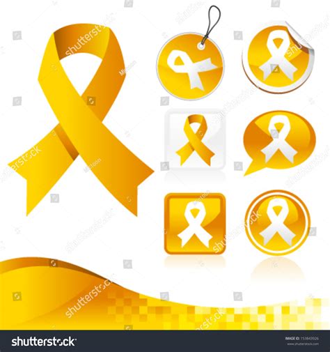 Set Of Yellow Awareness Ribbons Stock Vector Illustration 153843926