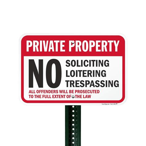 Buy Smartsign 12 X 18 Inch “private Property No Soliciting Loitering