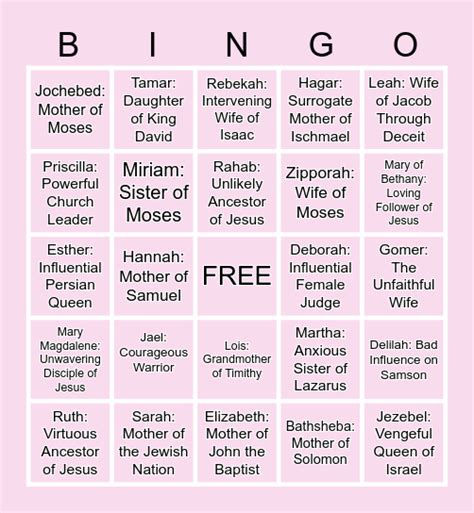 Women In The Bible Bingo Card