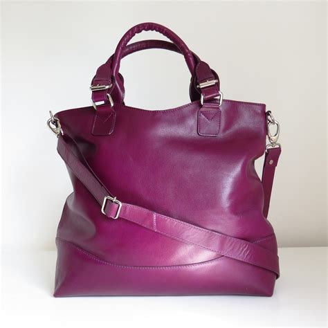 Purple Leather Tote Leather Purse Purple by TheLeatherStore