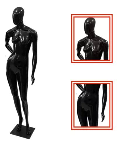 Manequim Feminino Preto De Pl Stico Pose Semi Brilhante Loja