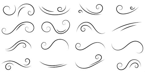 Premium Vector Set Of Swirl Line Wind Doodle Hand Drawn Curve Line