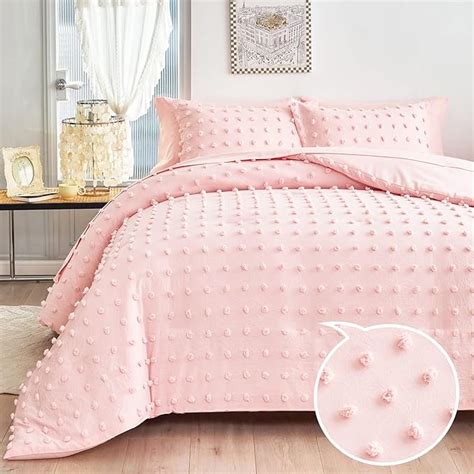 Amazon Flysheep Tufted Dots Bed In A Bag Pink 6 Pieces Twin Size