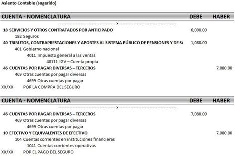 Asiento Contable de Adquisición de Primas de Seguro Archivo Excel