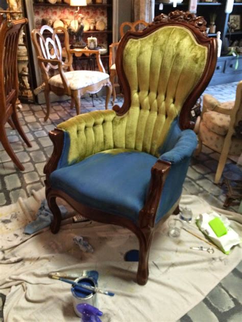 Aubusson Blue Chalk Paint® By Annie Sloan On A Velvet Chair By Maison