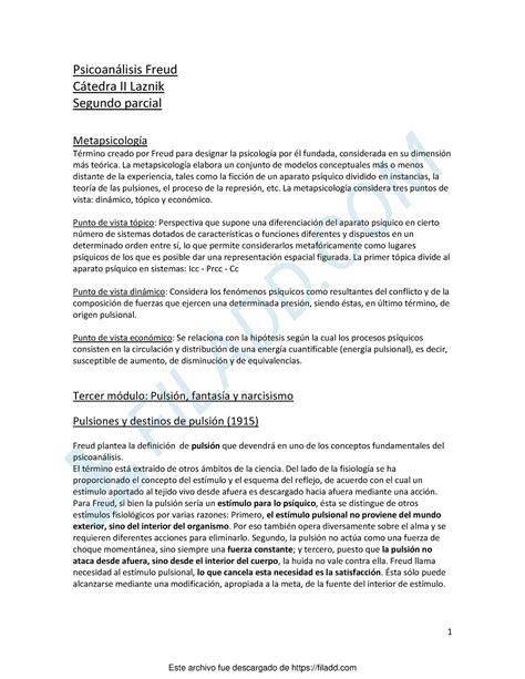 Resumen Segundo Parcial Psicoanalisis Freud 1 Psicoanlisis Freud C