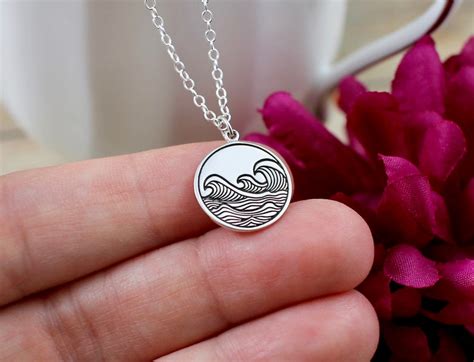 Waves Necklace Sterling Silver Ocean Waves Necklace Waves Etsy