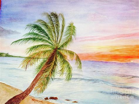 Sunset Hawaii Painting by G Elena Valdivia Prieto - Pixels