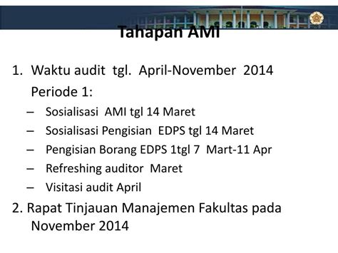 PPT AUDIT MUTU INTERNAL FAKULTAS DAN PRODI UGM TAHUN 2014 PowerPoint