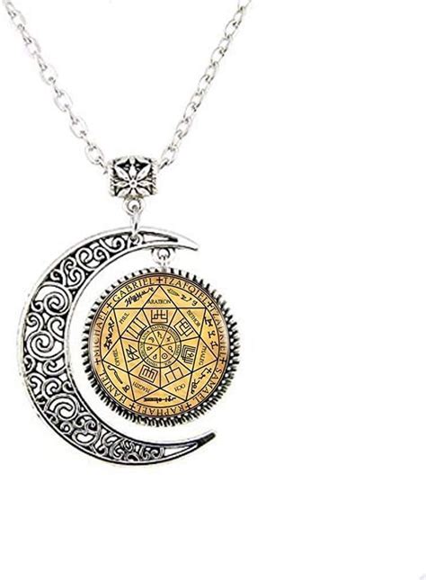 Collana Da Donna Con Pendente A Forma Di Luna Con Simboli Dei Sigilli