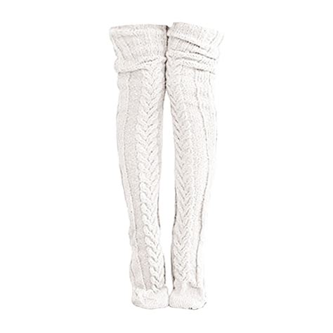 Haxmnou Knee High Socks Women Cable Knitted Boot Socks Extra Long Thigh