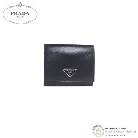 プラダ （prada） サフィアーノ トライアングルロゴ コンパクト 三つ折り ヴィンテージ 財布 M176a ブラック（中古） 22