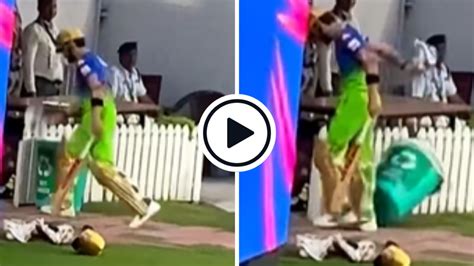 Watch Virat Kohli Risks Penalty After Striking Dustbin In Anger