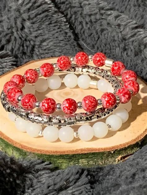 Christmas Stretch Bracelets 3 Pack Christmas Bracelet Glass Beads Etsy
