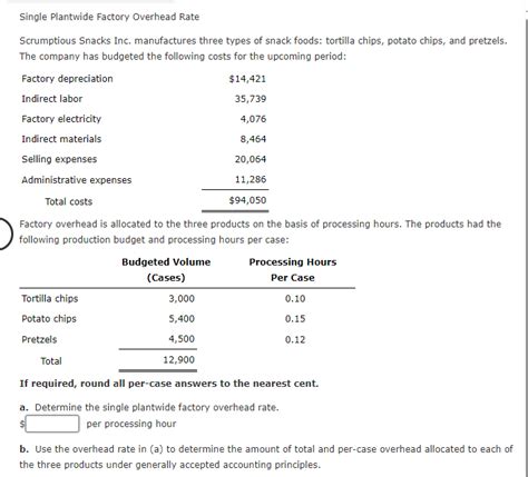 Solved Single Plantwide Factory Overhead Rate Scrumptious Chegg