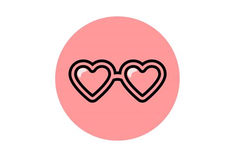 Valentine Icon Glasses Outline Graphic By Hujanasam Studio Creative