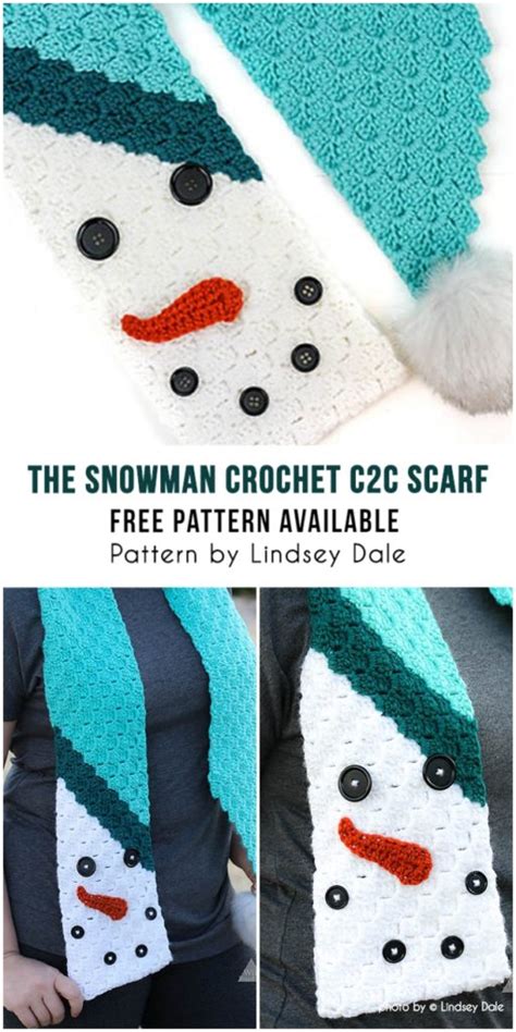 The Snowman Crochet C2c Scarf Simple Crochet Ideas