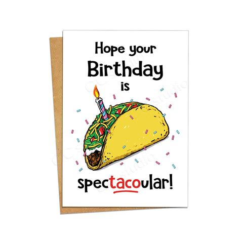 Funny Birthday Cards Taco Birthday Card Taco Tuesday | Etsy