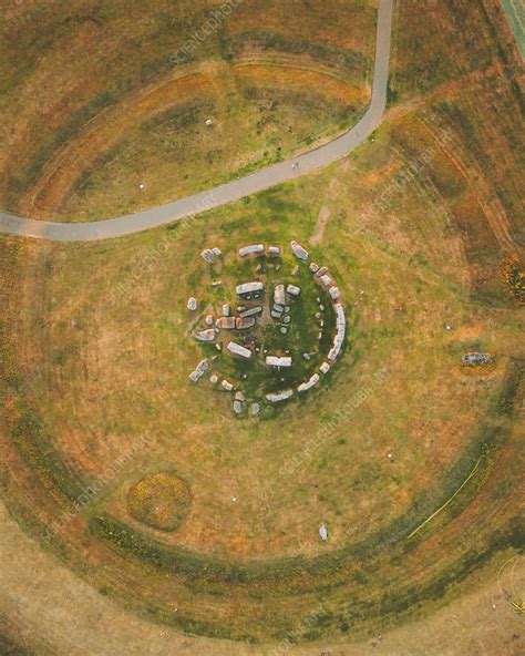 Aerial view of Stonehenge at sunset, UK - Stock Image - F040/3394 ...