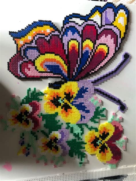 Sommerfugl Blomster Perler Bead Art Bead Art Hama Beads Patterns