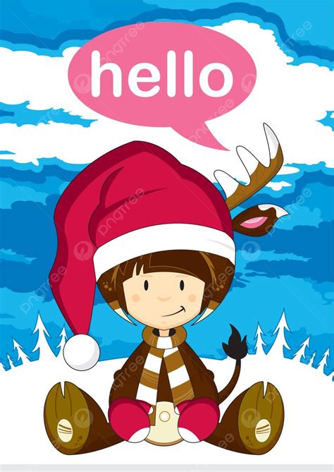 Cute Girl In Reindeer Costume Christmas Reindeer Xmas Fancy Dress