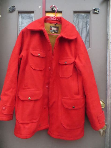 S Woolrich Full Button Outdoor Wool Peacoat Hunting Jacket Coat Mens