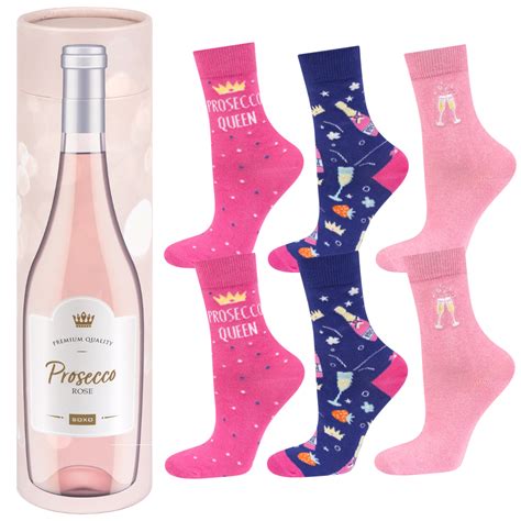 Set Of X Soxo Prosecco Women S Socks In A Tube Gift Perfect For Her