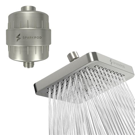 SparkPod 6" Square Rain Shower Head with Filter Capsule for Cleaner