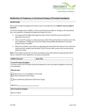 Fillable Online Notification Of Temporary Or Permanent Change Of