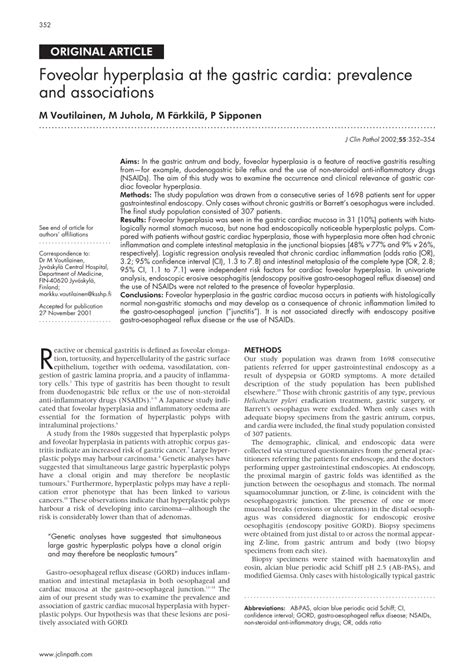 (PDF) Foveolar hyperplasia at the gastric cardia: Prevalence and ...