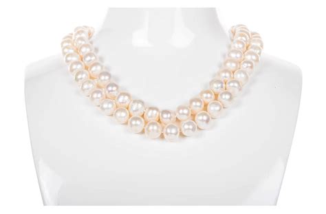 White Double Strand Layer Freshwater Pearl Necklace 10mm – Pearl Rack