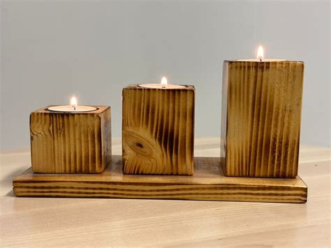 Wood Candle Holders,wooden Tealight Holders,home Decor,square Candle ...