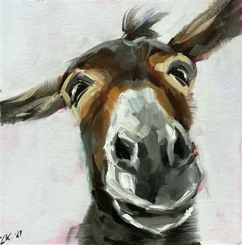 Donkey Original Oil Painting Original Artwork Wall Art Animal Wall