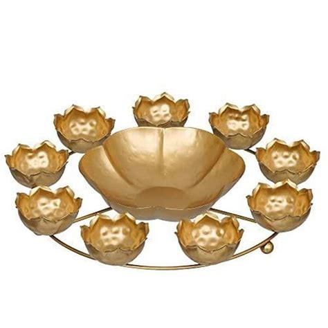 Metal Golden Lotus Diya Shape Urli Bowl For Decoration At Rs