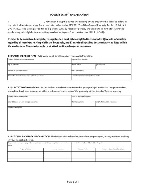 Fillable Online City Of Frankenmuth POVERTY EXEMPTION APPLICATION Fax