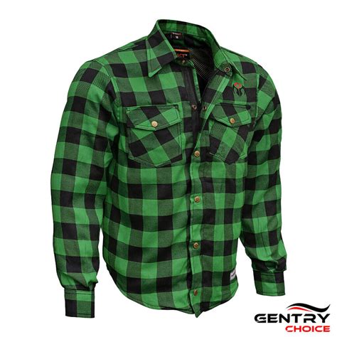 Rideract Mens Motorcycle Shirt Flannel Reinforced Motorbike Shirt With